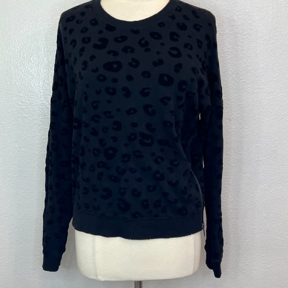 Rails Marlo Flocked Leopard Print Sweatshirt Side… - image 3